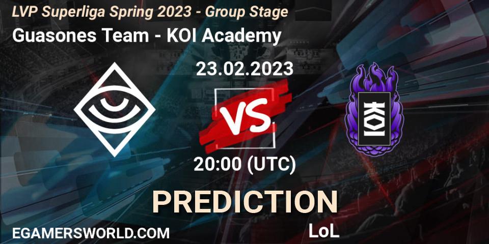 Guasones Team - KOI Academy: прогноз. 23.02.2023 at 17:00, LoL, LVP Superliga Spring 2023 - Group Stage
