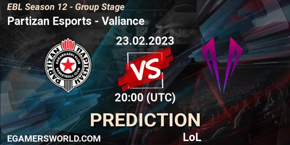 Partizan Esports - Valiance: прогноз. 23.02.23, LoL, EBL Season 12 - Group Stage