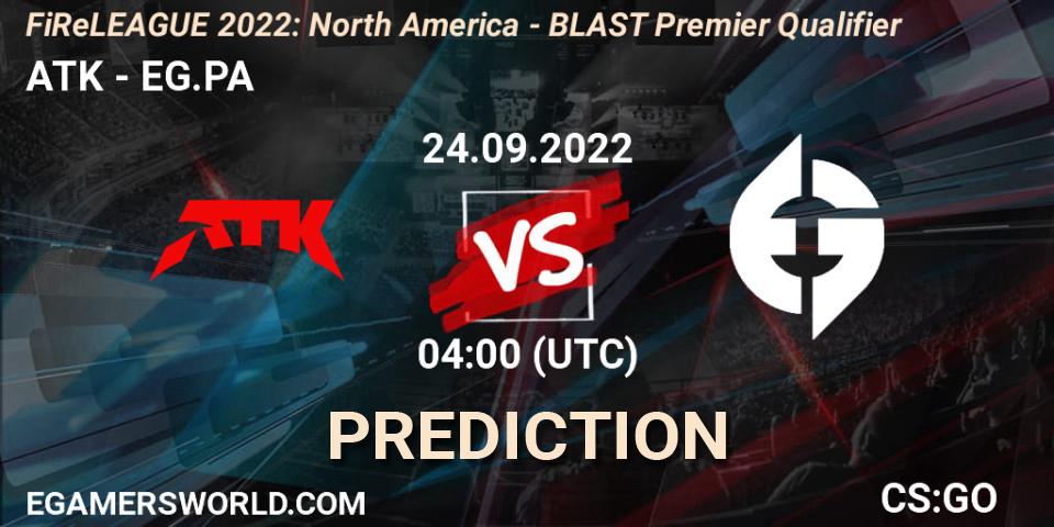 ATK - EG.PA: прогноз. 24.09.2022 at 04:00, Counter-Strike (CS2), FiReLEAGUE 2022: North America - BLAST Premier Qualifier