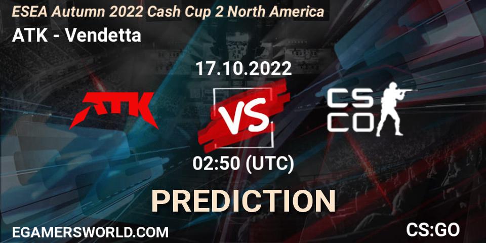 ATK - Vendetta: прогноз. 17.10.22, CS2 (CS:GO), ESEA Autumn 2022 Cash Cup 2 North America
