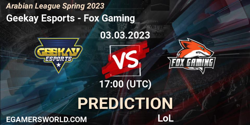 Geekay Esports - Fox Gaming: прогноз. 10.02.23, LoL, Arabian League Spring 2023