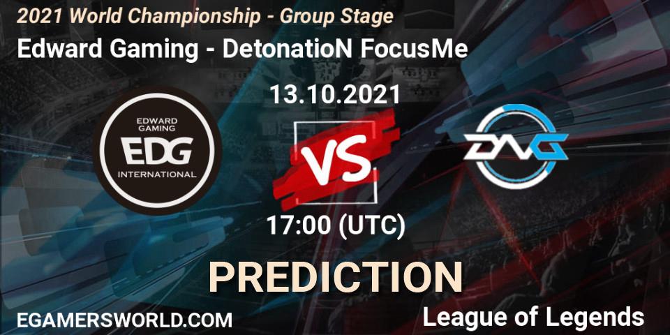 Edward Gaming - DetonatioN FocusMe: прогноз. 13.10.2021 at 17:10, LoL, 2021 World Championship - Group Stage