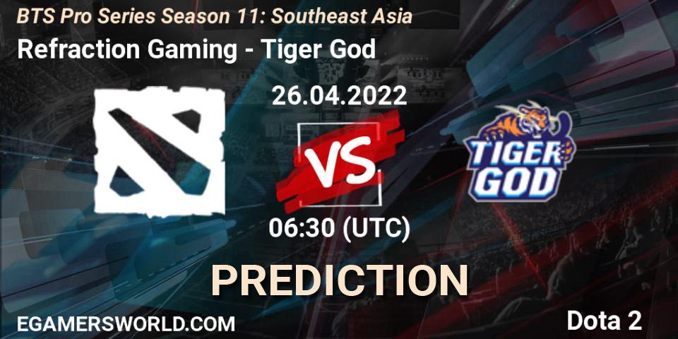 Refraction Gaming - Tiger God: прогноз. 26.04.2022 at 06:30, Dota 2, BTS Pro Series Season 11: Southeast Asia