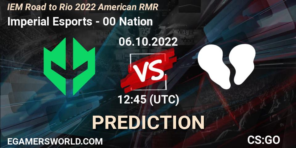 Imperial Esports - 00 Nation: прогноз. 06.10.2022 at 12:50, Counter-Strike (CS2), IEM Road to Rio 2022 American RMR