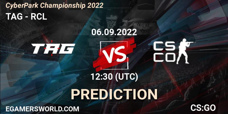TAG - RCL: прогноз. 06.09.2022 at 13:00, Counter-Strike (CS2), CyberPark Championship 2022