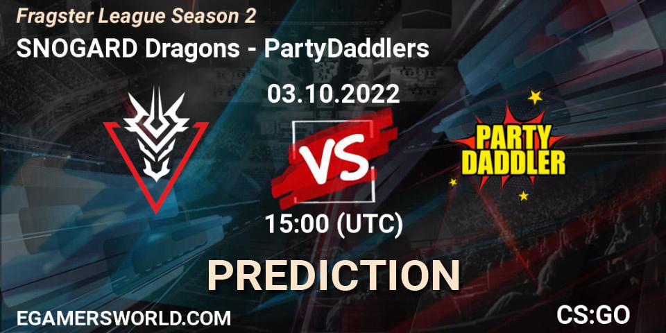 SNOGARD Dragons - PartyDaddlers: прогноз. 03.10.2022 at 15:00, Counter-Strike (CS2), Fragster League Season 2
