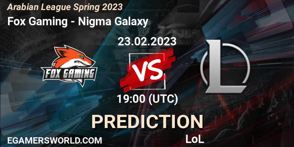 Fox Gaming - Nigma Galaxy MENA: прогноз. 03.02.23, LoL, Arabian League Spring 2023