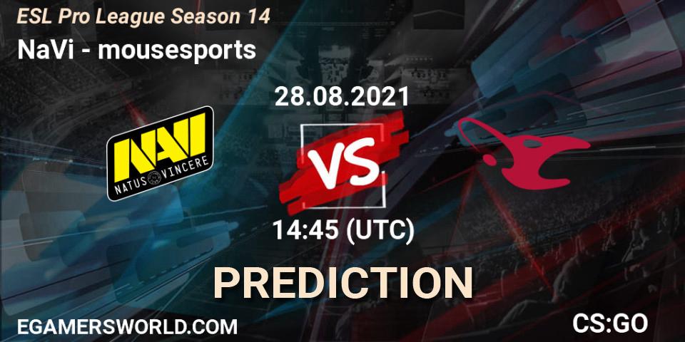 NaVi - mousesports: прогноз. 28.08.2021 at 16:00, Counter-Strike (CS2), ESL Pro League Season 14