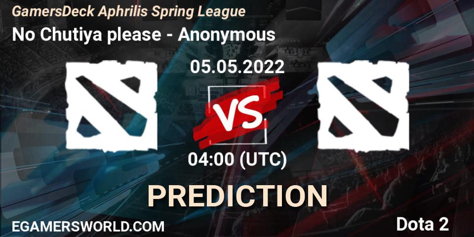 No Chutiya please - Anonymous: прогноз. 05.05.2022 at 03:58, Dota 2, GamersDeck Aphrilis Spring League