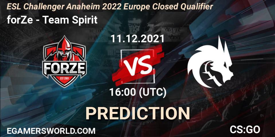 forZe - Team Spirit: прогноз. 11.12.21, CS2 (CS:GO), ESL Challenger Anaheim 2022 Europe Closed Qualifier