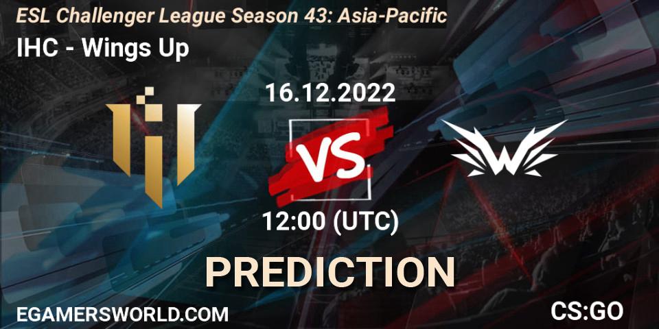 IHC - Wings Up: прогноз. 16.12.2022 at 12:00, Counter-Strike (CS2), ESL Challenger League Season 43: Asia-Pacific