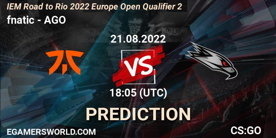 fnatic - AGO: прогноз. 21.08.22, CS2 (CS:GO), IEM Road to Rio 2022 Europe Open Qualifier 2