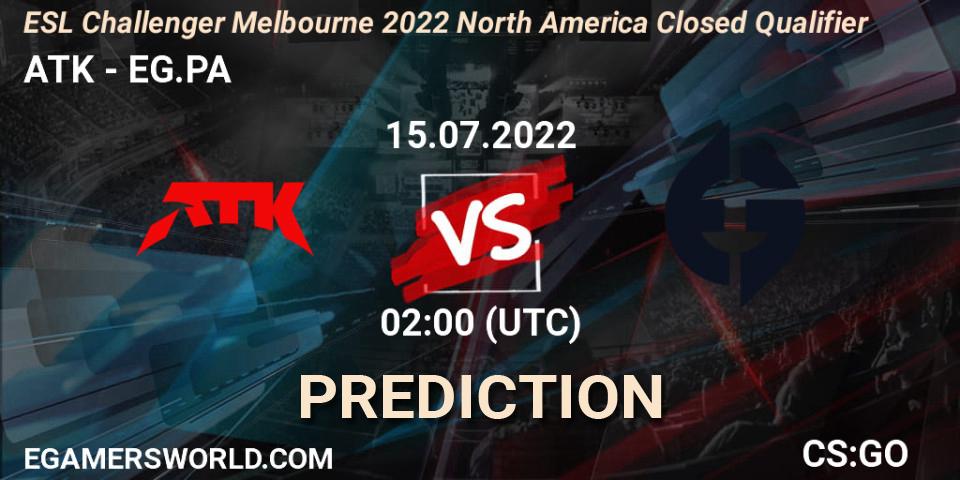 ATK - EG.PA: прогноз. 15.07.2022 at 02:00, Counter-Strike (CS2), ESL Challenger Melbourne 2022 North America Closed Qualifier