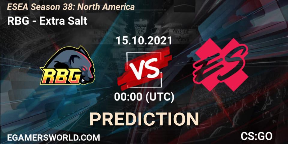 RBG - Extra Salt: прогноз. 15.10.2021 at 00:00, Counter-Strike (CS2), ESEA Season 38: North America 