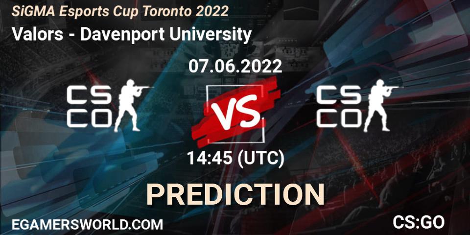 Valors - Davenport University: прогноз. 07.06.2022 at 14:55, Counter-Strike (CS2), SiGMA Esports Cup Toronto 2022