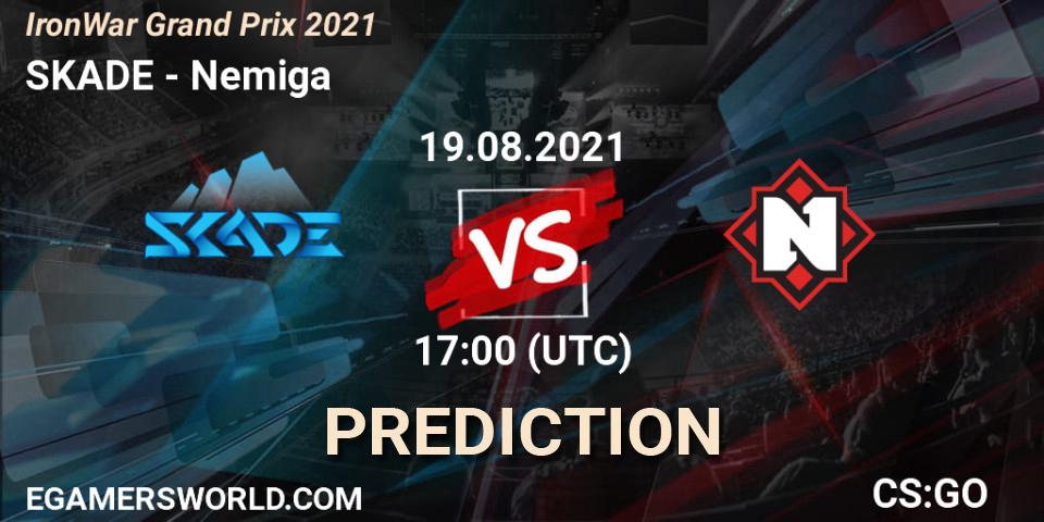 SKADE - Nemiga: прогноз. 19.08.2021 at 17:00, Counter-Strike (CS2), IronWar Grand Prix 2021