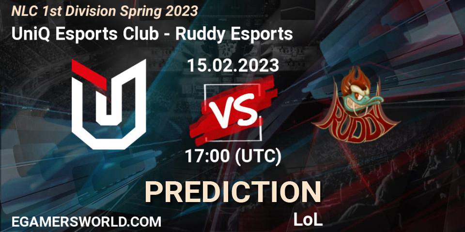 UniQ Esports Club - Ruddy Esports: прогноз. 15.02.2023 at 17:00, LoL, NLC 1st Division Spring 2023