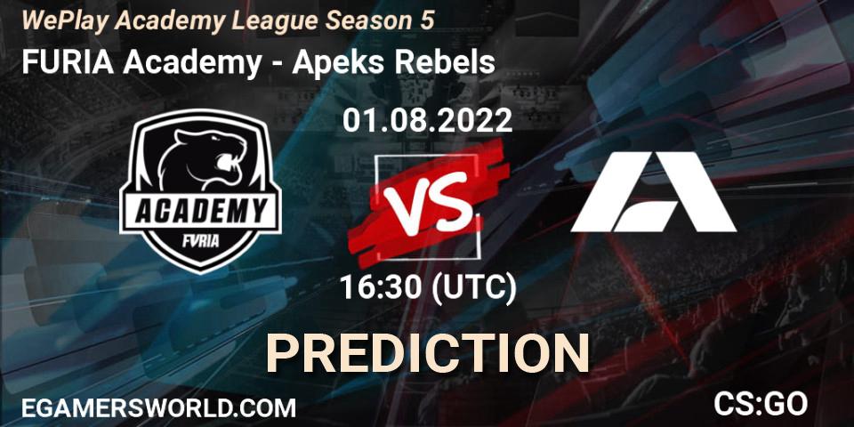 FURIA Academy - Apeks Rebels: прогноз. 01.08.2022 at 16:25, Counter-Strike (CS2), WePlay Academy League Season 5