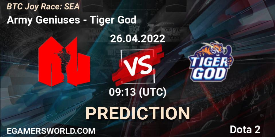 Army Geniuses - Tiger God: прогноз. 26.04.22, Dota 2, BTC Joy Race: SEA