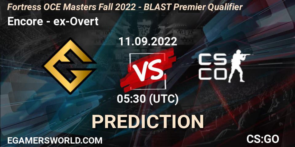 Encore - ex-Overt: прогноз. 11.09.22, CS2 (CS:GO), Fortress OCE Masters Fall 2022 - BLAST Premier Qualifier