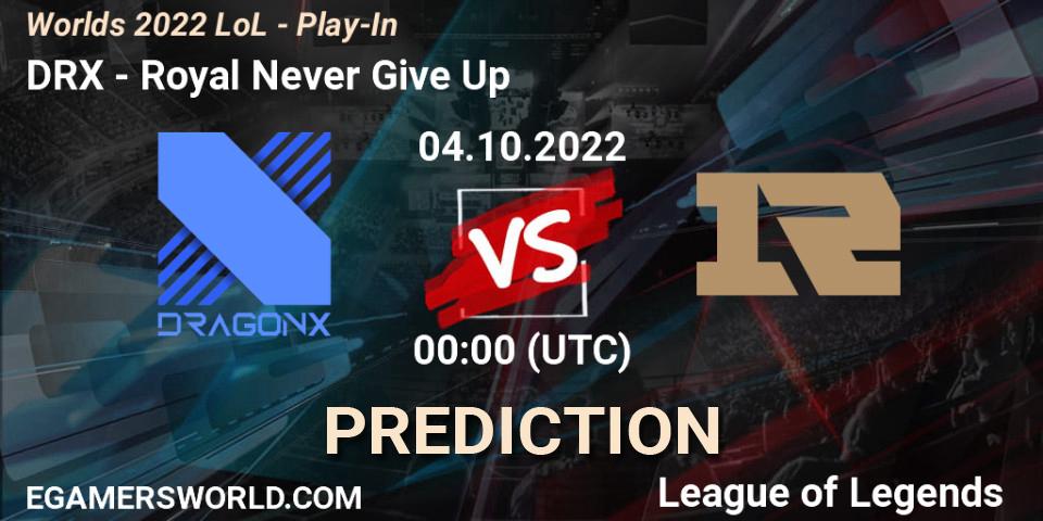 DRX - Royal Never Give Up: прогноз. 30.09.2022 at 05:00, LoL, Worlds 2022 LoL - Play-In