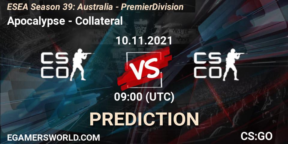 Apocalypse - Collateral: прогноз. 10.11.2021 at 09:00, Counter-Strike (CS2), ESEA Season 39: Australia - Premier Division