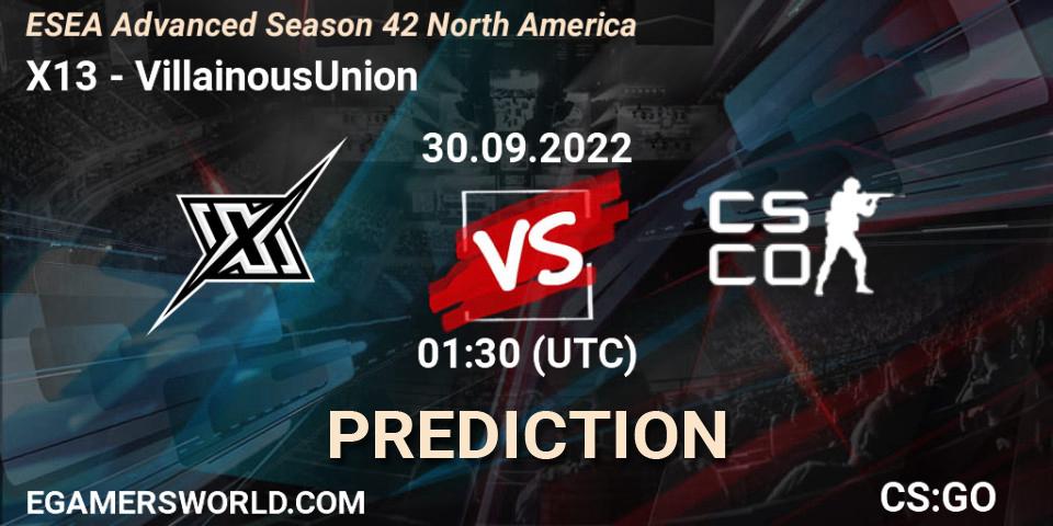 X13 - VillainousUnion: прогноз. 30.09.22, CS2 (CS:GO), ESEA Advanced Season 42 North America