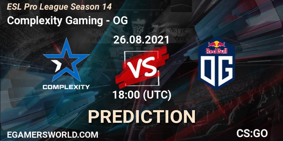 Complexity Gaming - OG: прогноз. 26.08.2021 at 18:00, Counter-Strike (CS2), ESL Pro League Season 14
