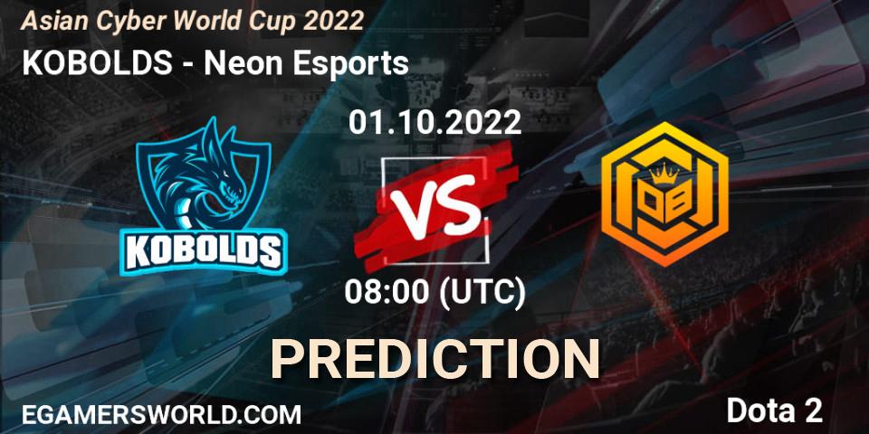 KOBOLDS - Neon Esports: прогноз. 01.10.2022 at 09:11, Dota 2, Asian Cyber World Cup 2022