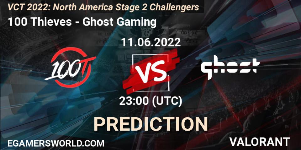 100 Thieves - Ghost Gaming: прогноз. 11.06.2022 at 23:45, VALORANT, VCT 2022: North America Stage 2 Challengers