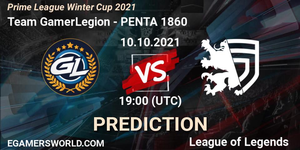 Team GamerLegion - PENTA 1860: прогноз. 10.10.2021 at 19:00, LoL, Prime League Winter Cup 2021