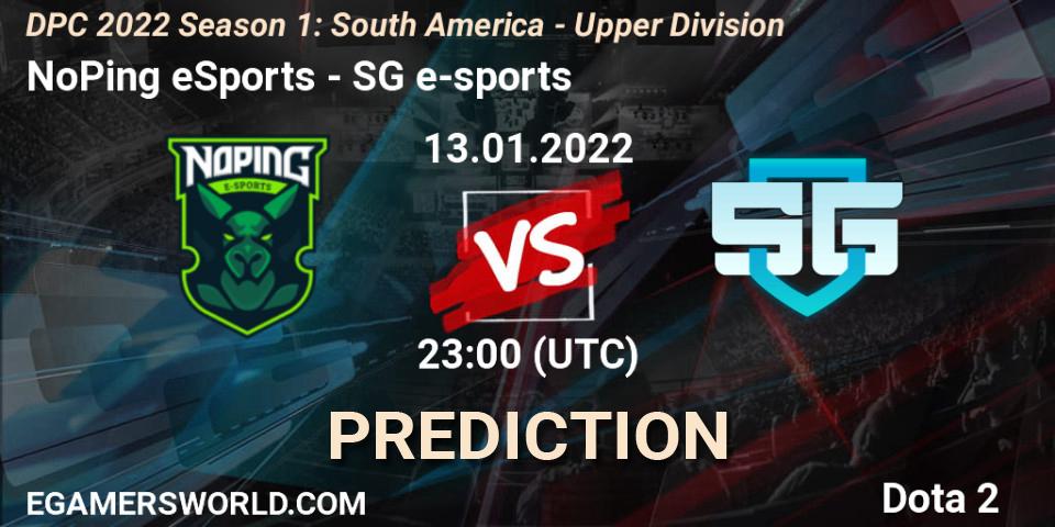 NoPing eSports - SG e-sports: прогноз. 13.01.2022 at 23:36, Dota 2, DPC 2022 Season 1: South America - Upper Division