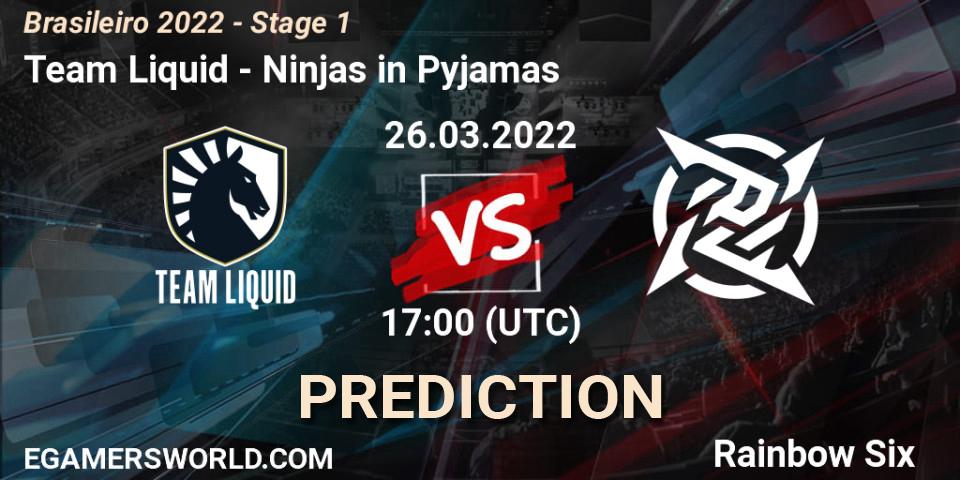Team Liquid - Ninjas in Pyjamas: прогноз. 26.03.2022 at 17:00, Rainbow Six, Brasileirão 2022 - Stage 1