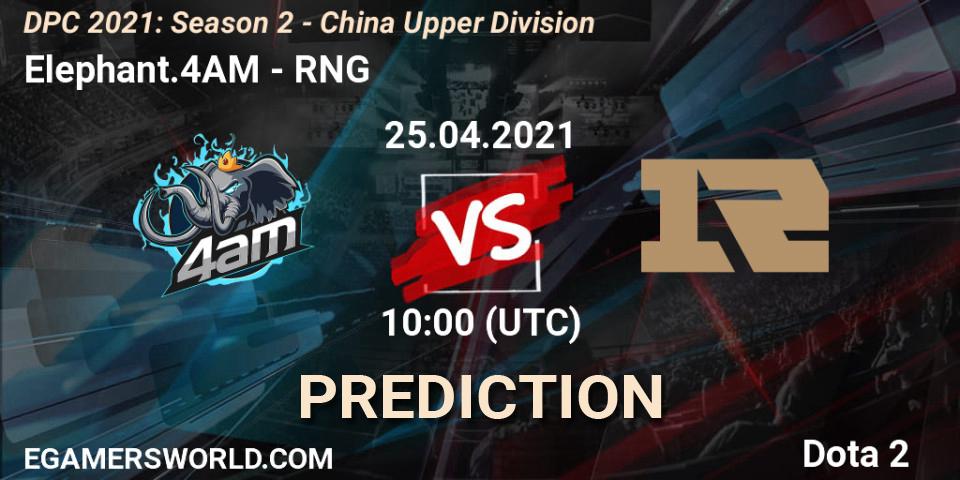 Elephant.4AM - RNG: прогноз. 25.04.2021 at 09:58, Dota 2, DPC 2021: Season 2 - China Upper Division