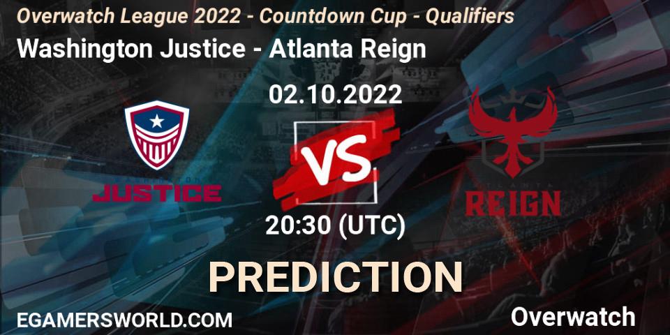 Washington Justice - Atlanta Reign: прогноз. 02.10.22, Overwatch, Overwatch League 2022 - Countdown Cup - Qualifiers