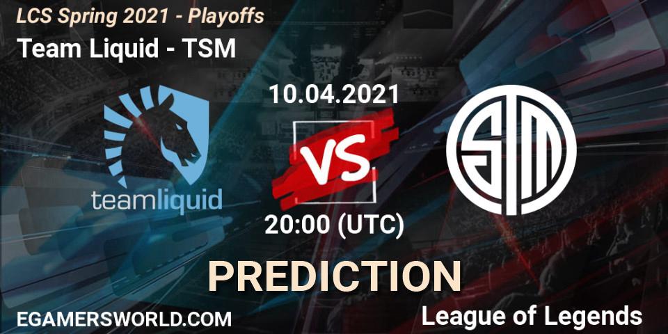 Team Liquid - TSM: прогноз. 10.04.2021 at 20:00, LoL, LCS Spring 2021 - Playoffs