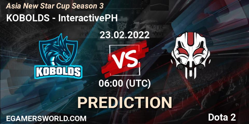 KOBOLDS - InteractivePH: прогноз. 23.02.2022 at 10:29, Dota 2, Asia New Star Cup Season 3