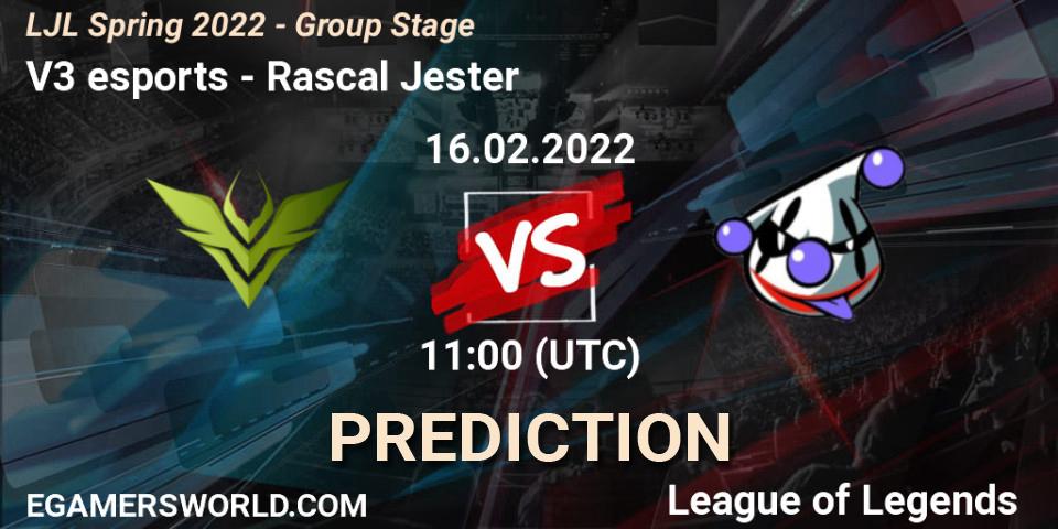 V3 esports - Rascal Jester: прогноз. 16.02.22, LoL, LJL Spring 2022 - Group Stage