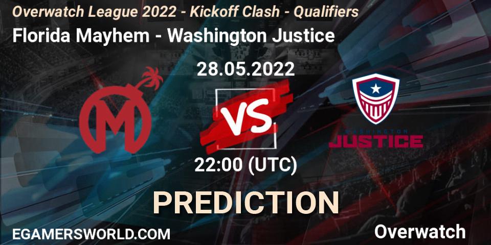 Florida Mayhem - Washington Justice: прогноз. 28.05.22, Overwatch, Overwatch League 2022 - Kickoff Clash - Qualifiers
