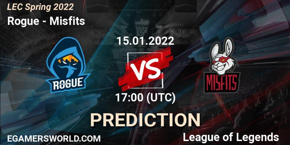 Rogue - Misfits: прогноз. 15.01.2022 at 16:00, LoL, LEC Spring 2022 - Group Stage