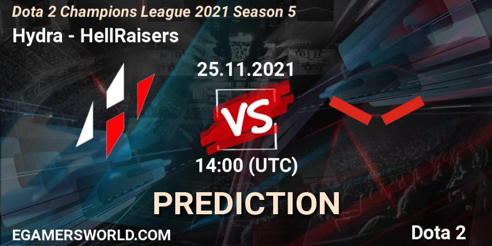 Hydra - HellRaisers: прогноз. 25.11.2021 at 14:03, Dota 2, Dota 2 Champions League 2021 Season 5