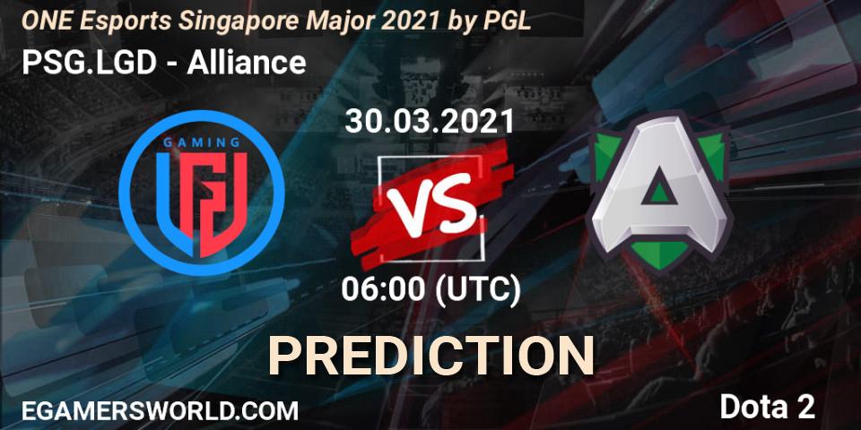 PSG.LGD - Alliance: прогноз. 30.03.2021 at 06:32, Dota 2, ONE Esports Singapore Major 2021