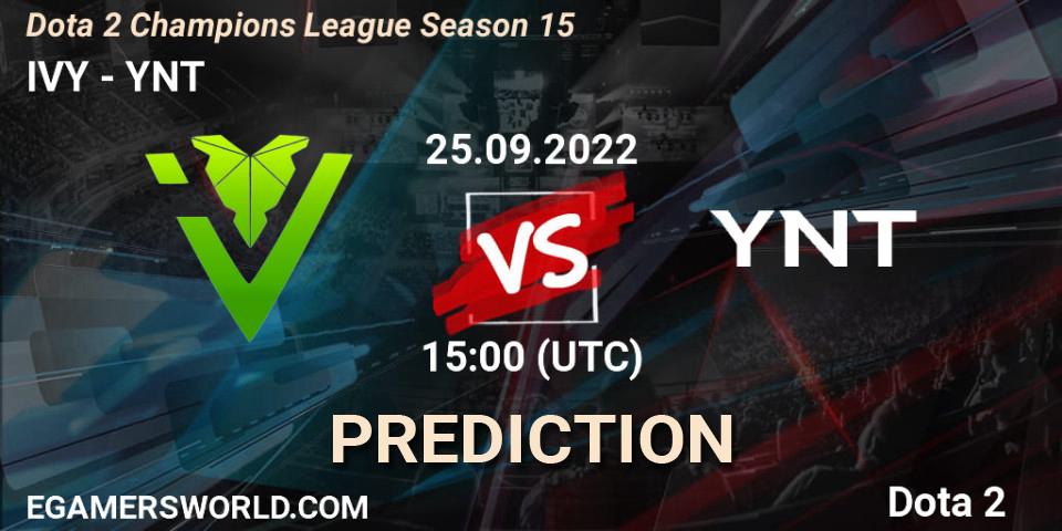 IVY - YNT: прогноз. 25.09.2022 at 15:06, Dota 2, Dota 2 Champions League Season 15