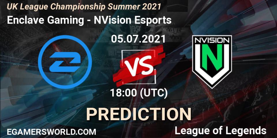 Enclave Gaming - NVision Esports: прогноз. 05.07.2021 at 18:00, LoL, UK League Championship Summer 2021