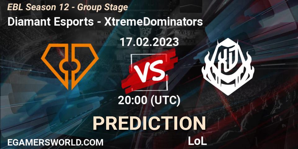 Diamant Esports - XtremeDominators: прогноз. 17.02.23, LoL, EBL Season 12 - Group Stage