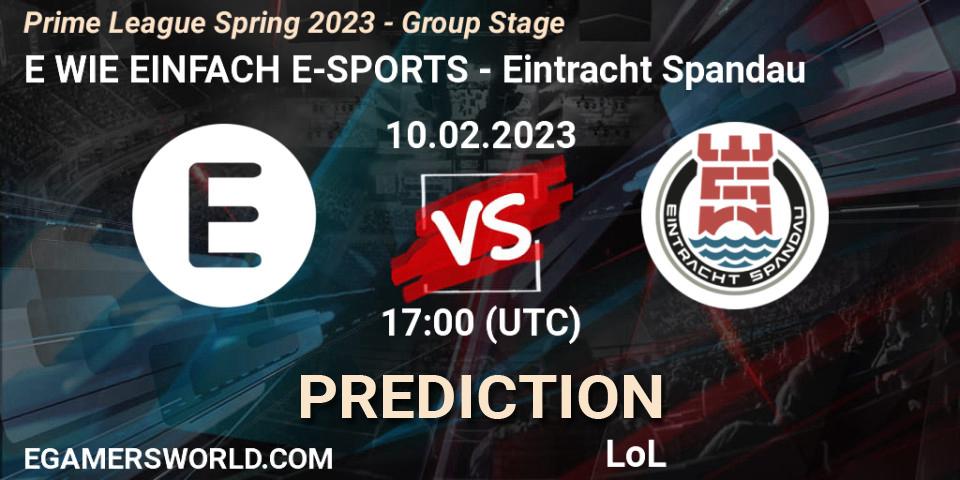 E WIE EINFACH E-SPORTS - Eintracht Spandau: прогноз. 10.02.23, LoL, Prime League Spring 2023 - Group Stage