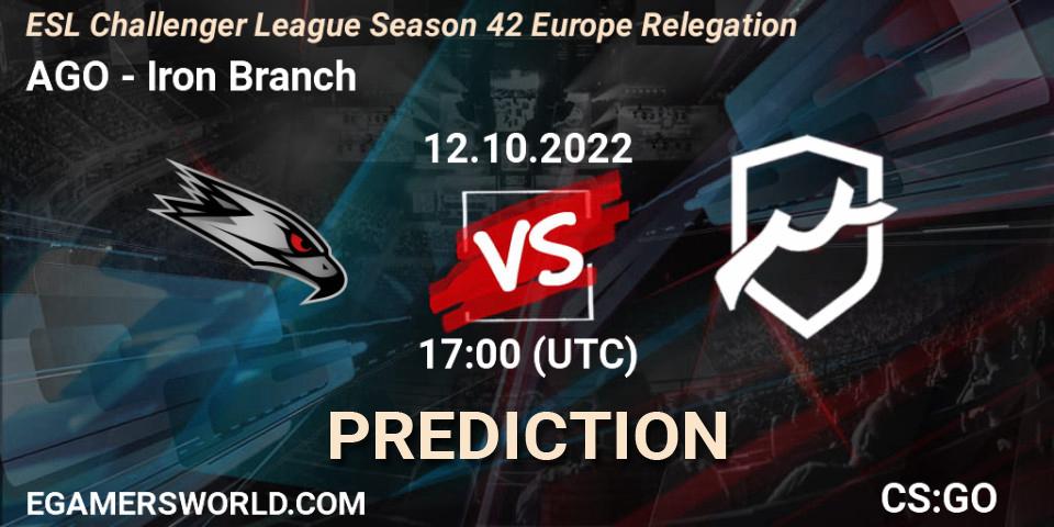 AGO - Iron Branch: прогноз. 12.10.2022 at 17:00, Counter-Strike (CS2), ESL Challenger League Season 42 Europe Relegation
