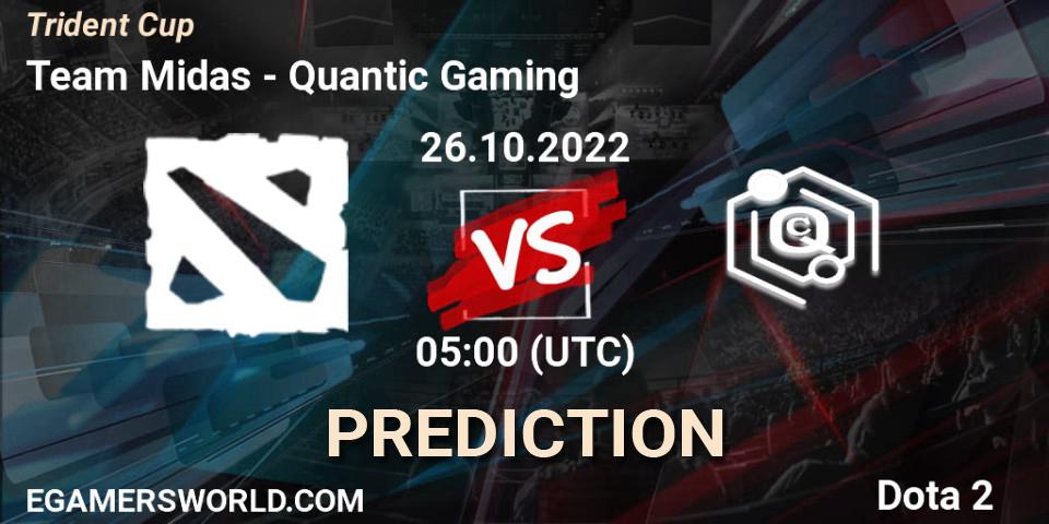 Team Midas - Quantic Gaming: прогноз. 26.10.2022 at 04:59, Dota 2, Trident Cup