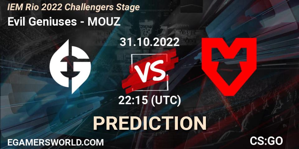 Evil Geniuses - MOUZ: прогноз. 31.10.2022 at 23:00, Counter-Strike (CS2), IEM Rio 2022 Challengers Stage