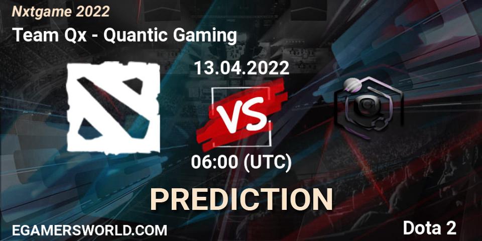 Team Qx - Quantic Gaming: прогноз. 19.04.2022 at 07:00, Dota 2, Nxtgame 2022